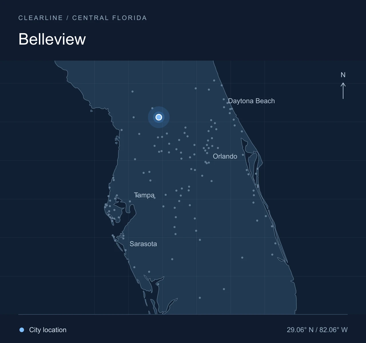 Map highlighting Belleview in Central Florida