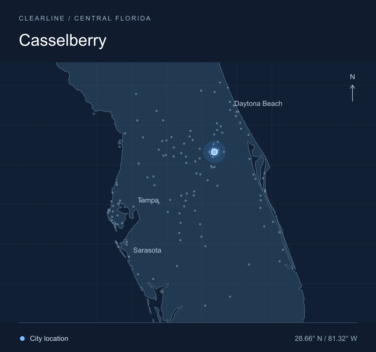 Map highlighting Casselberry in Central Florida