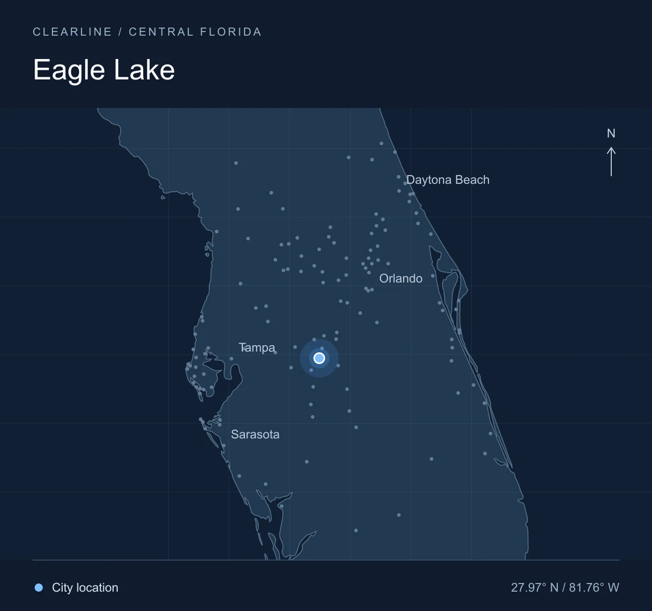 Map highlighting Eagle Lake in Central Florida