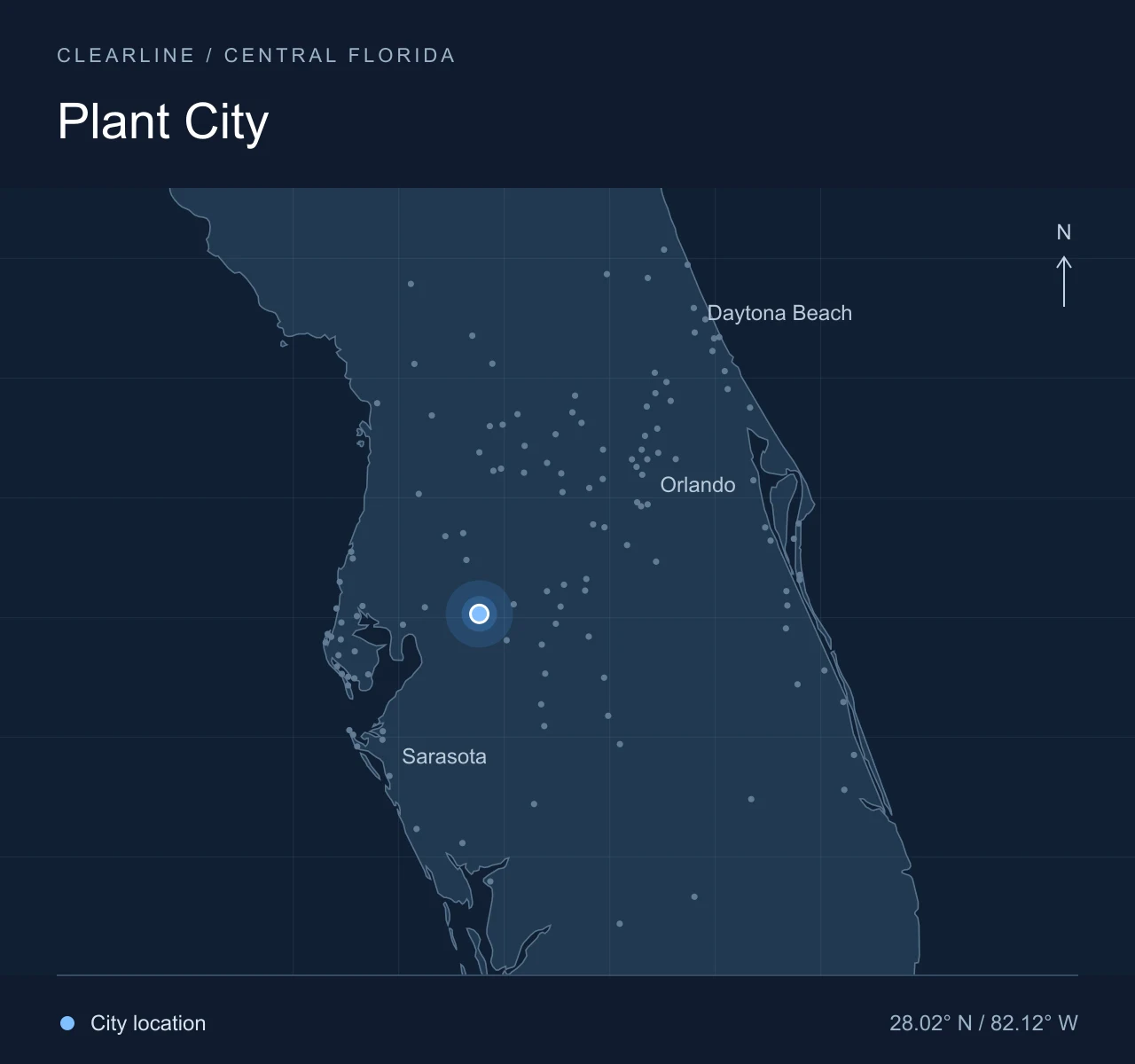 Map highlighting Plant City in Central Florida