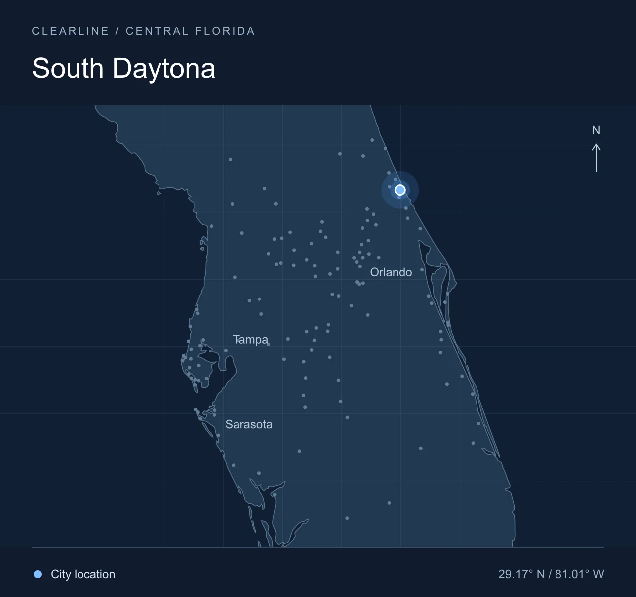 Map highlighting South Daytona in Central Florida