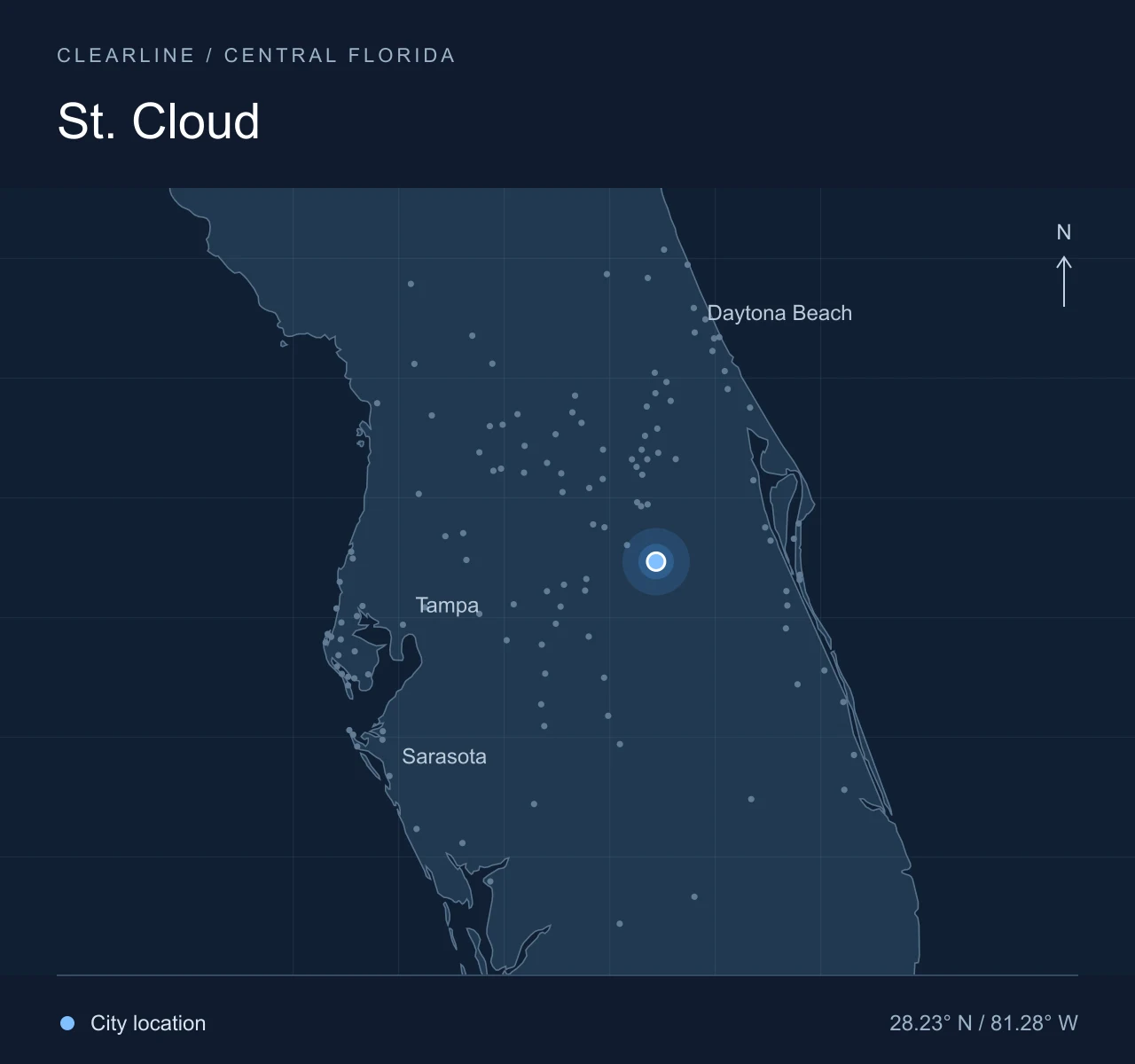 Map highlighting St. Cloud in Central Florida