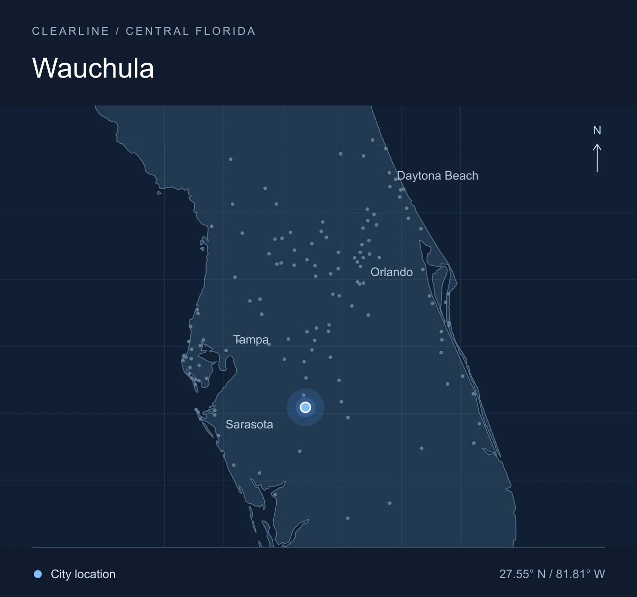 Map highlighting Wauchula in Central Florida