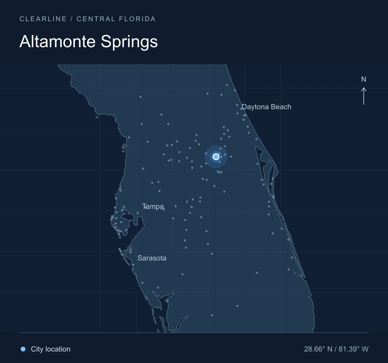 Map highlighting Altamonte Springs in Central Florida